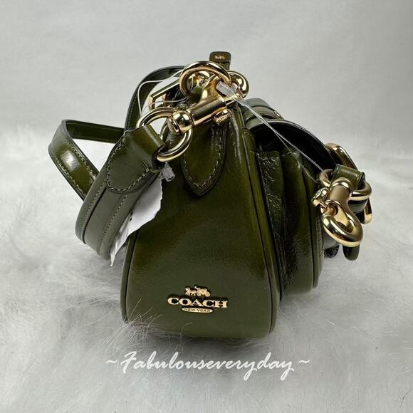 Coach Ashton Bag Shoulder/Crossbody In Glazed Leather/Gold/Olive CBJ01 NWT - Picture 3 of 9